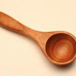 Cherry Wood Wooden Measuring Spoon And Coffee..