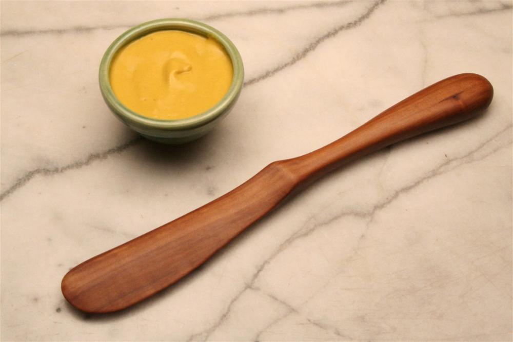 Wooden Utensil Spreader Knife Carved From Salvaged Apple Wood