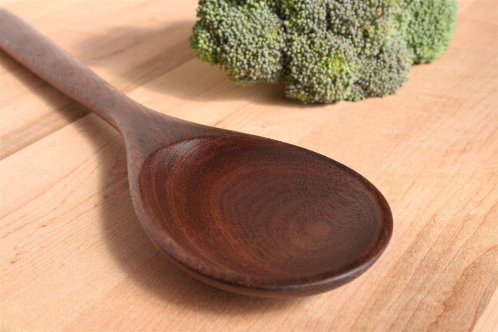 Wooden Kitchen Utensil Stirring And Tasting Spoon Of Black Walnut Wood