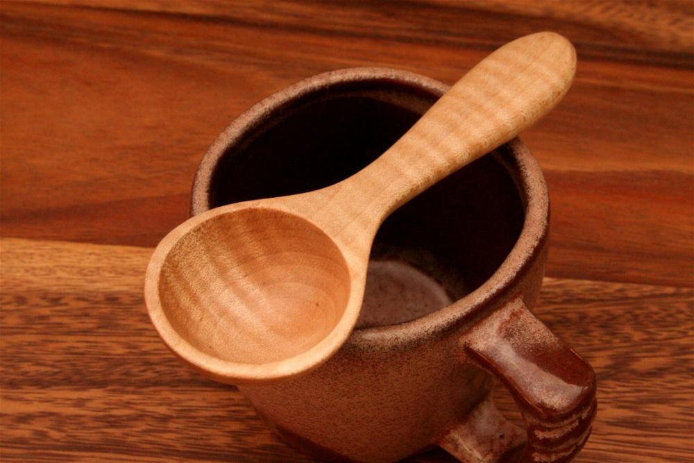 Wooden Coffee Measure Scoop And 1 Tablespoon Measuring Spoon