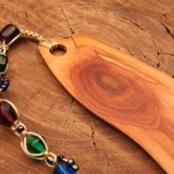 Wooden bookmark of Manzanita wood with hand made beaded tassel